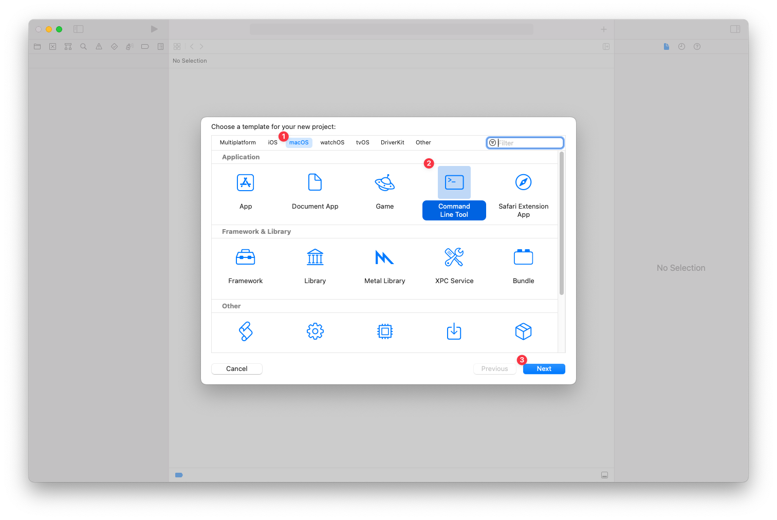 Choose a Template in Xcode